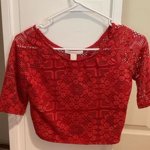 Floral meshed Crop quarter sleeve